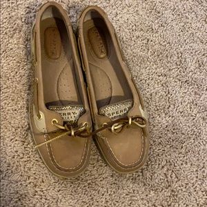 Sparkly Sperry topsider gold 7 EUC